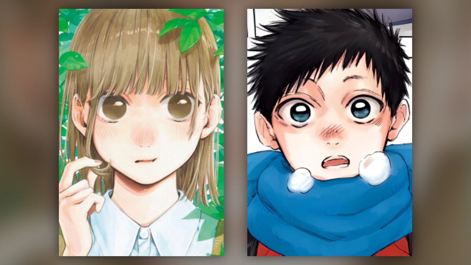 Character art of Chinatsu Kano and Taiki Inomata from Blue Box