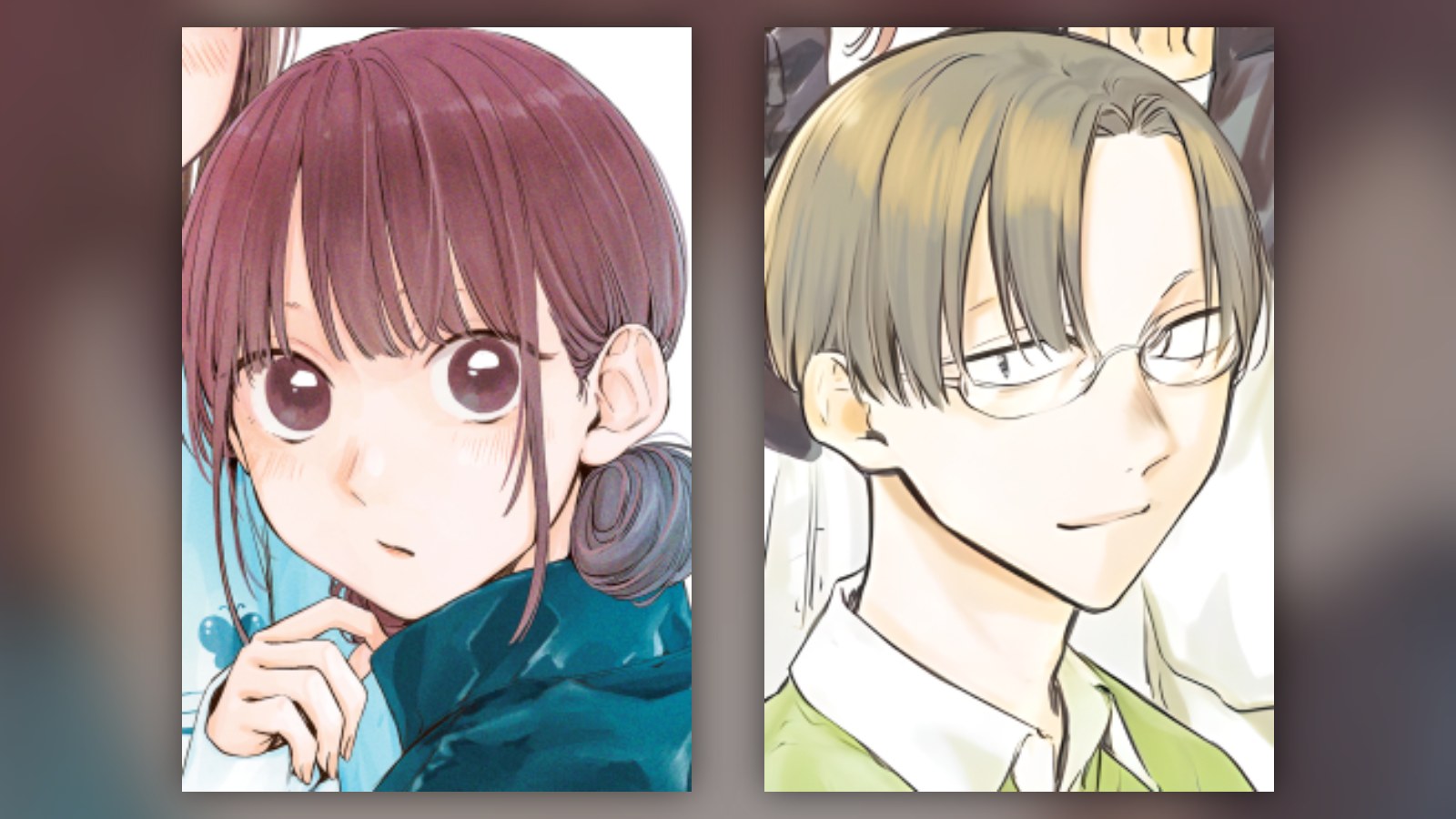 Character art of Hina Chono and Kyo Kasahara from Blue Box