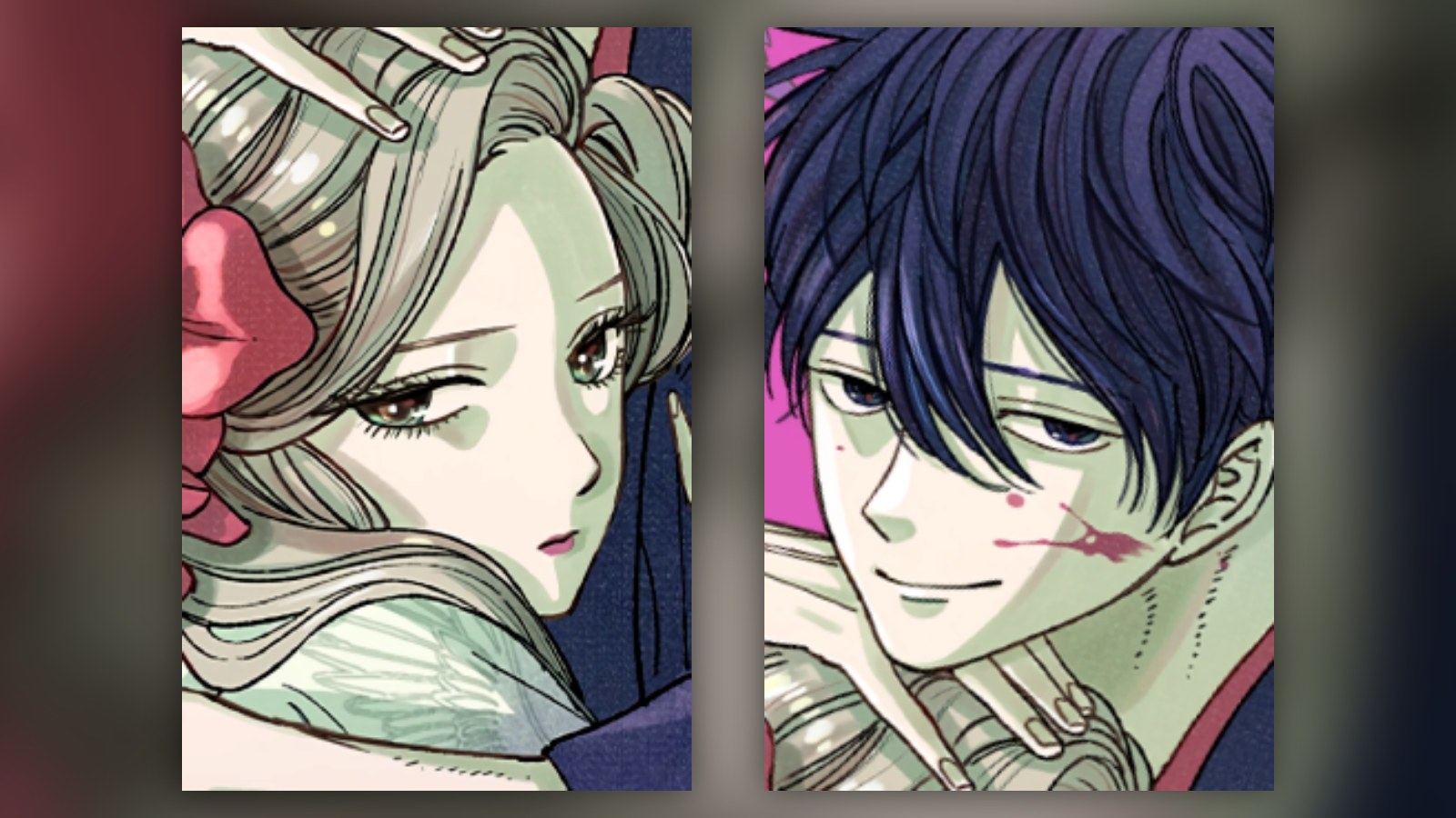 Character art of Satoko Kirigaya and Shinpei Goto from Firefly Wedding