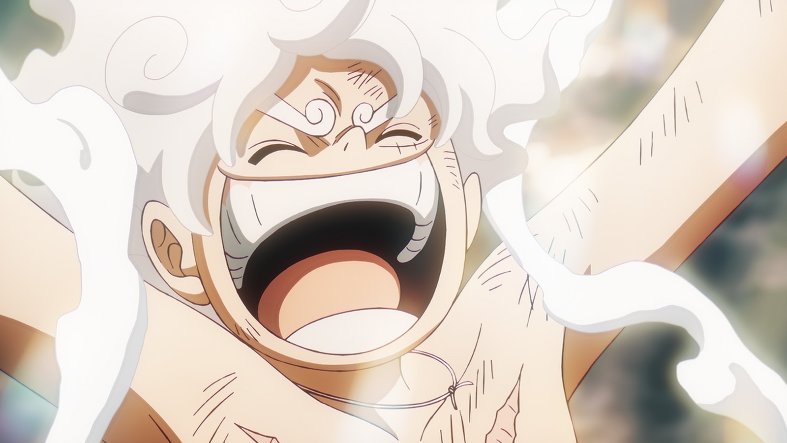 Luffy in Gear 5 during the Egghead arc of the One Piece anime