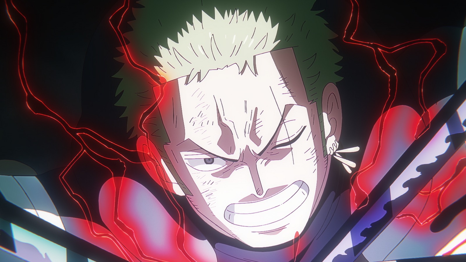Zoro fighting during the Egghead arc of the One Piece anime