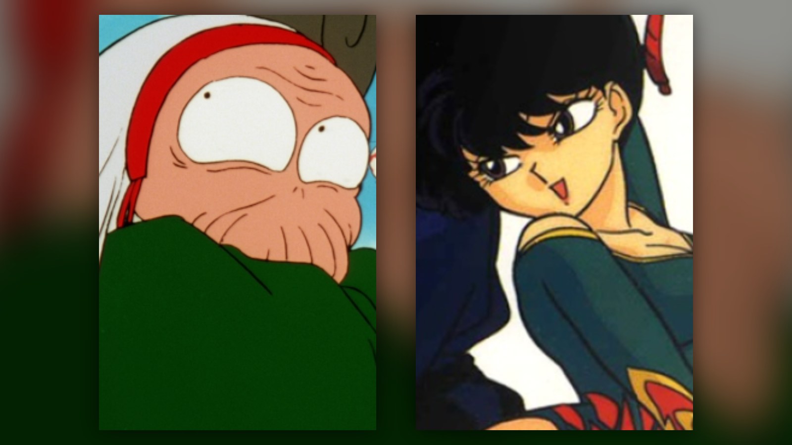 Character art of Cologne and Kodachi Kuno from Ranma ½