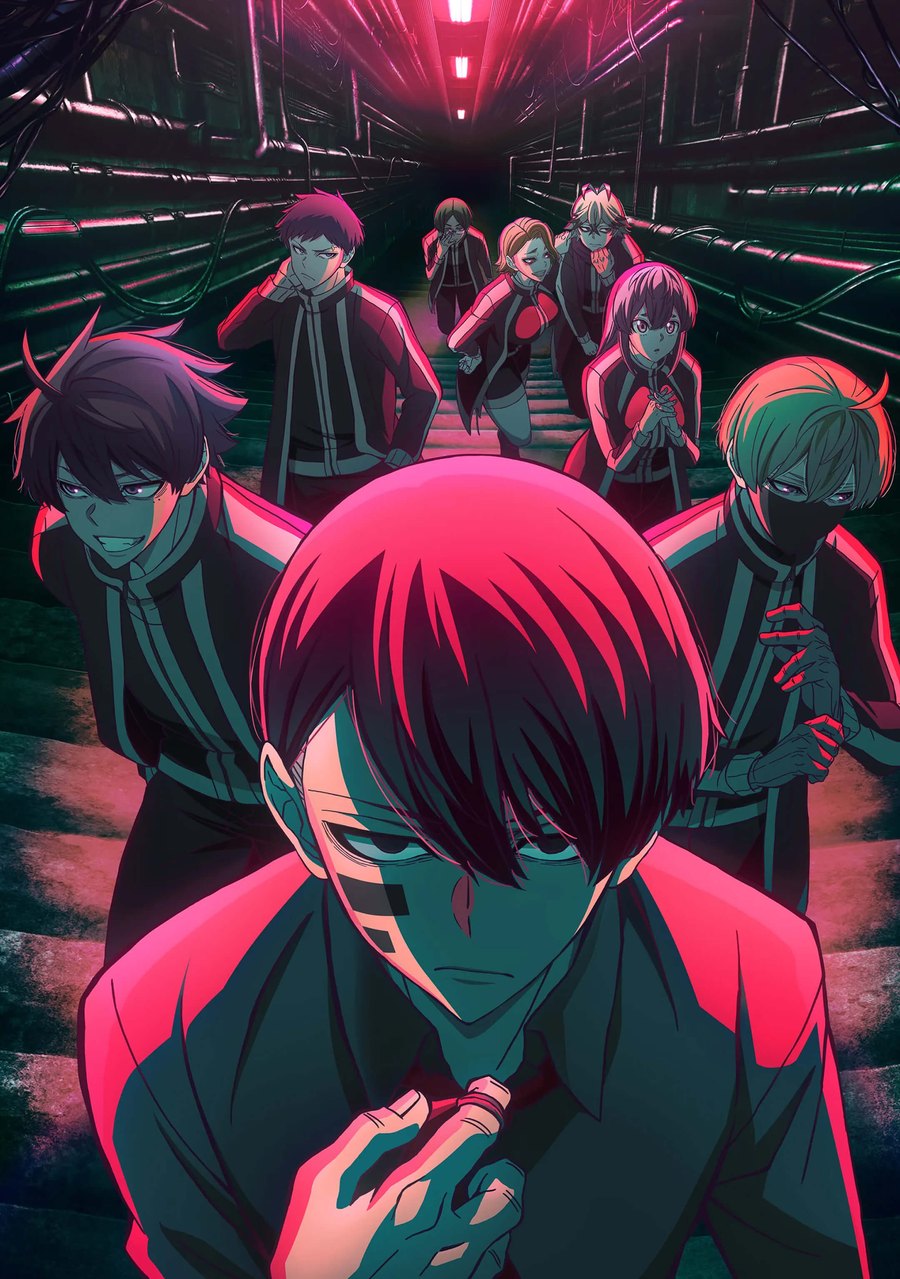 Shiki Ichinose and the Oni cast in an official Tougen Anki visual