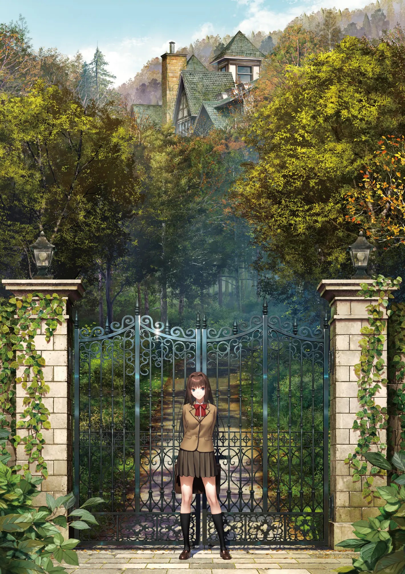 The gates of the Kuonji mansion in an official Witch on the Holy Night visual